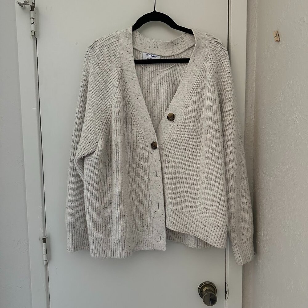 Cream Confetti Knit Cozy Cardigan | Old Navy XXL